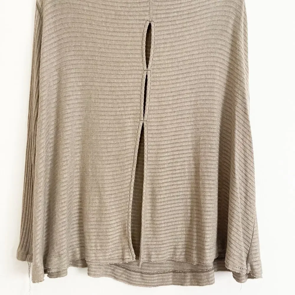 FREE PEOPLE Lover Rib Thermal Long Sleeve Taupe XS